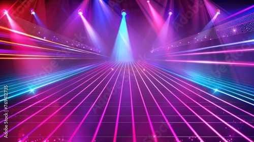 Bright laser background. Colored lights background for nightclub or disco show club