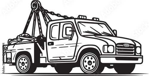 Roadside Rescue Tow Truck with Black Vector Logo Urban Hero Black Logo Design on Tow Truck