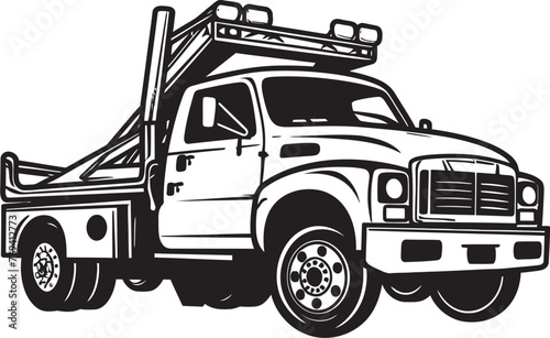 Highway Hero Black Logo Design on Tow Truck City Cruiser Tow Truck with Black Vector Icon