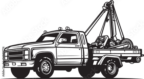 Speedy Support Tow Truck with Black Vector Logo Reliable Recovery Black Logo Design on Tow Truck