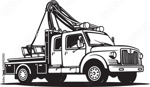 Dependable Assistance Tow Truck featuring Black Emblem Roadside Relief Black Logo Design on Tow Truck
