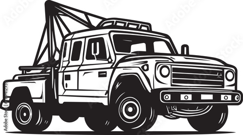 Highway Hero Tow Truck with Black Vector Logo City Cruiser Black Logo Design on Tow Truck
