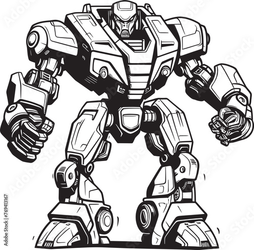 Mechanical Mastery Transforming Weapon with Sleek Black Emblem Tech Revolution Black Logo Design on Robot Weapon