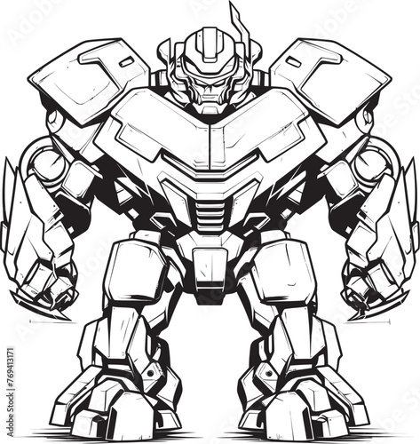 Tech Revolution Black Logo Design on Robot Weapon Robotic Reshaping Transforming Weapon with Striking Black Vector