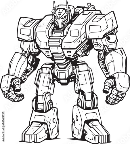 Wallpaper Mural Digital Defender Black Emblem on Weaponized Robot Armament Evolution Transforming Weapon with Bold Black Vector Torontodigital.ca