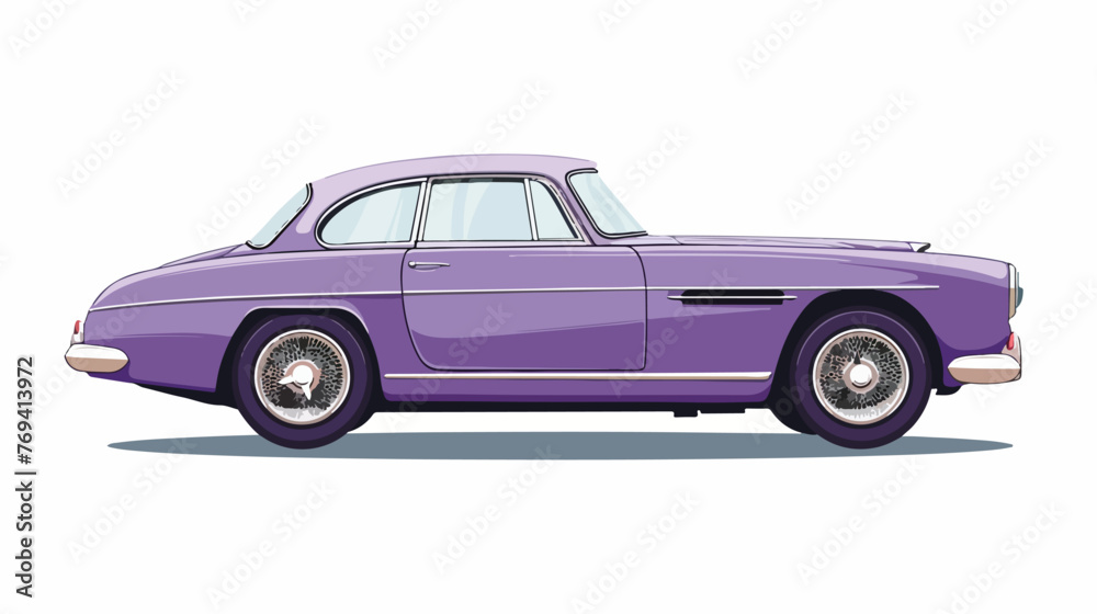 Lavender Retro car Flat vector isolated on white background