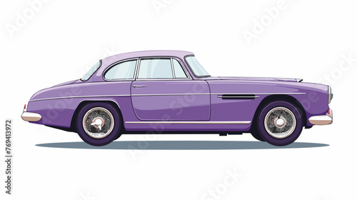 Lavender Retro car Flat vector isolated on white background