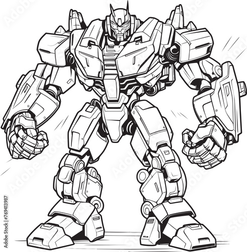 Wallpaper Mural Robotic Resurgence Transforming Weapon with Bold Black Vector Armament Evolution Black Emblem on Weaponized Robot Torontodigital.ca