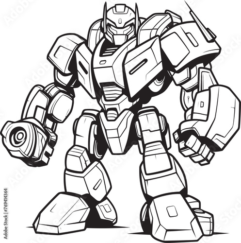Tech Arsenal Transforming Weapon with Vector Icon Armament Innovation Weaponizing Robot in Black