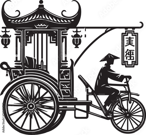 Chinese Rikshaw Vector Design