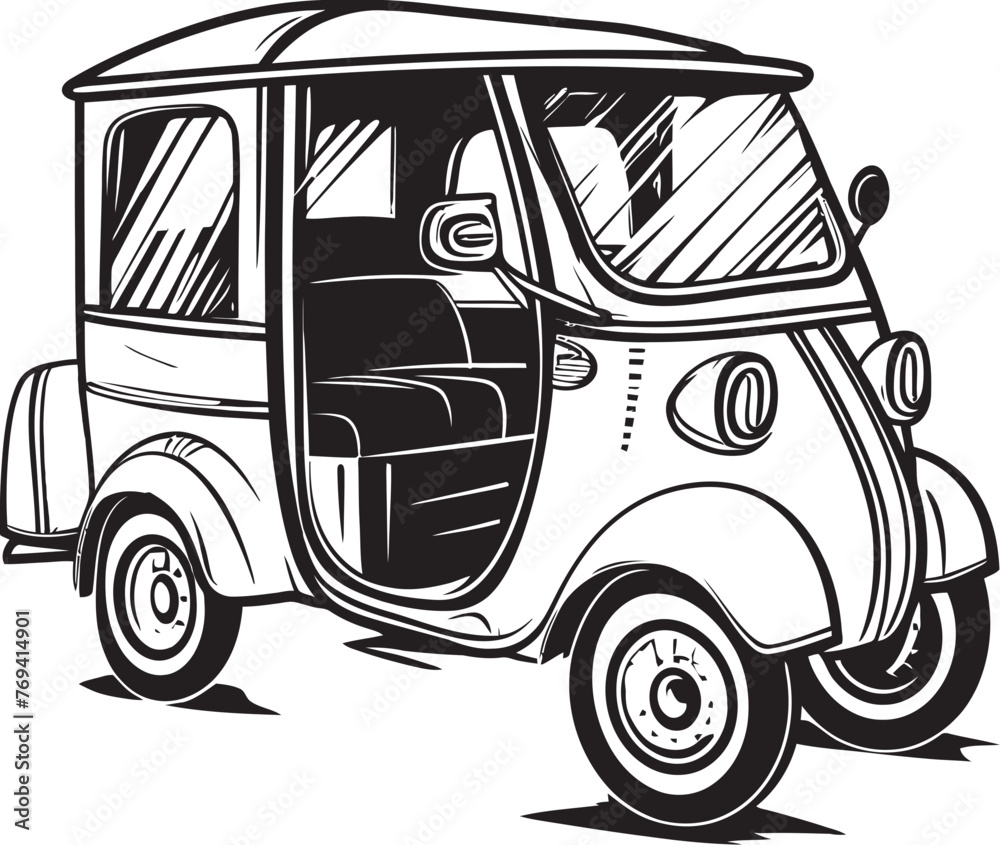 Metro Sprinter Black Logo Design on Tuk Tuk Rickshaw Street Driver Tuk Tuk Rickshaw with Striking Black Vector