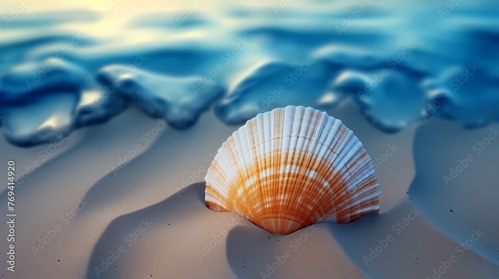 Conch shells on the seaside at sunrise Conch shells on the seaside at sunrise