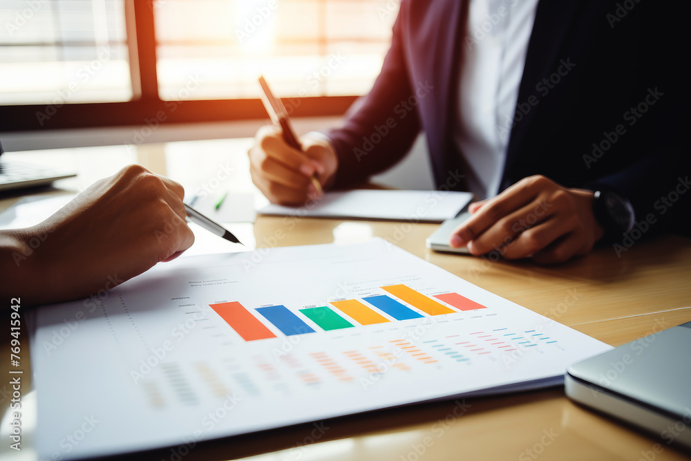 business people analysis cost graph on desk at office with generative ai business people analysis cost graph on desk at office with generative ai