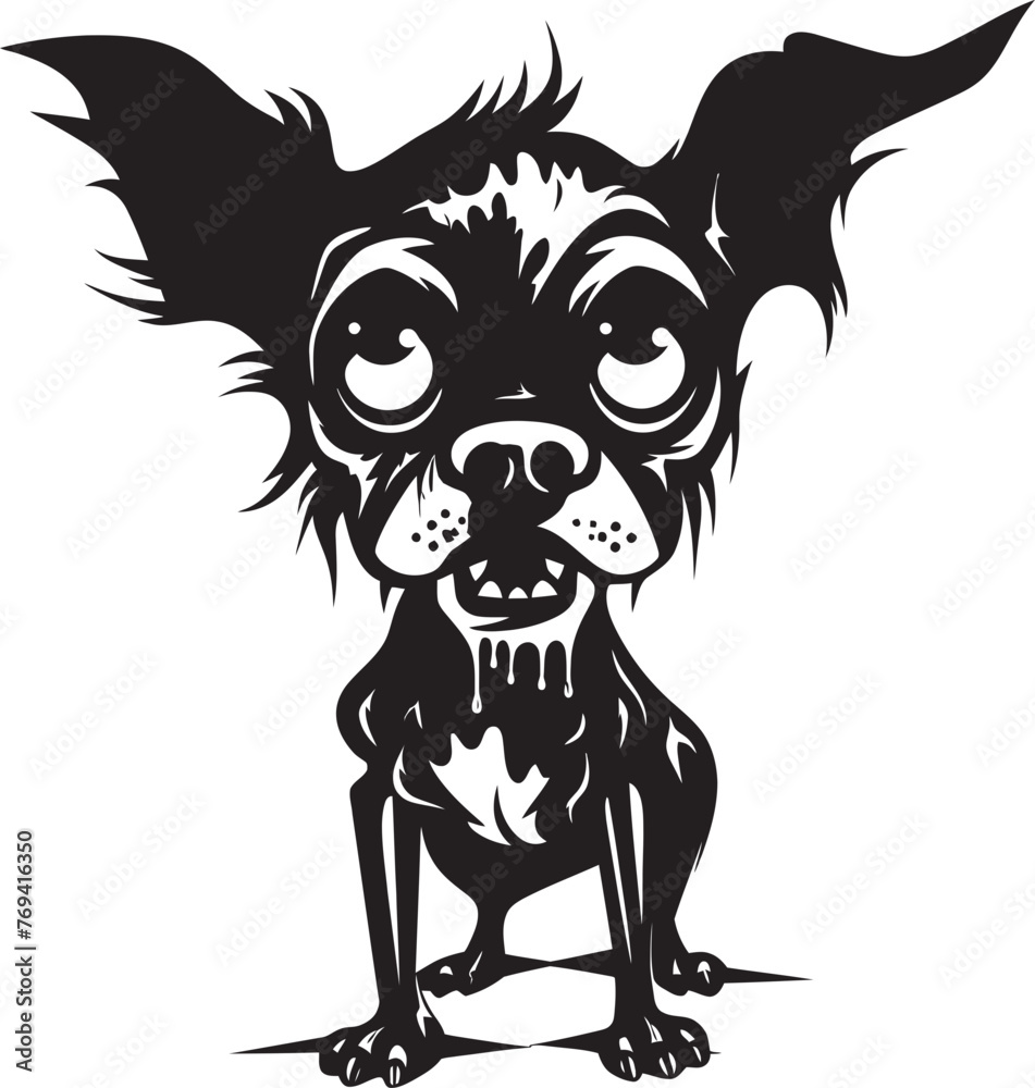 Abnormal Creepy Canine Eerie Black Emblem Spooky Mutant Pooch Macabre Black Logo Design