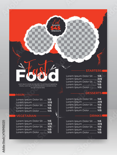 Modern Food menu and restaurant flyer Design template