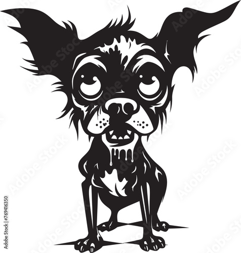 Abnormal Creepy Canine Eerie Black Emblem Spooky Mutant Pooch Macabre Black Logo Design
