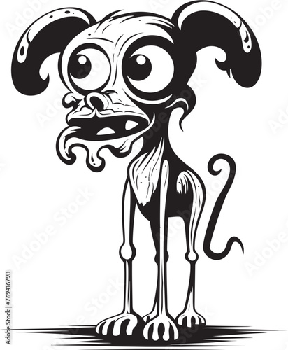Chilling Creepy Pet Macabre Black Emblem Sinister Zombie Canine Eerie Black Icon