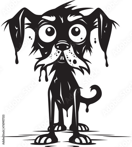 Twisted Mutant Canine Black Logo Design Icon Ghoulish Zombie Creature Black Vector Logo