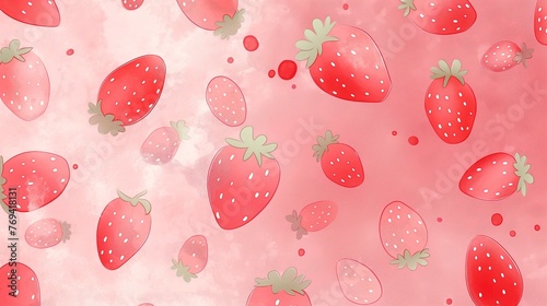 A Seamless Pattern With Strawberries.