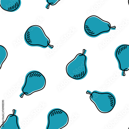 Seamless pattern with blue pears