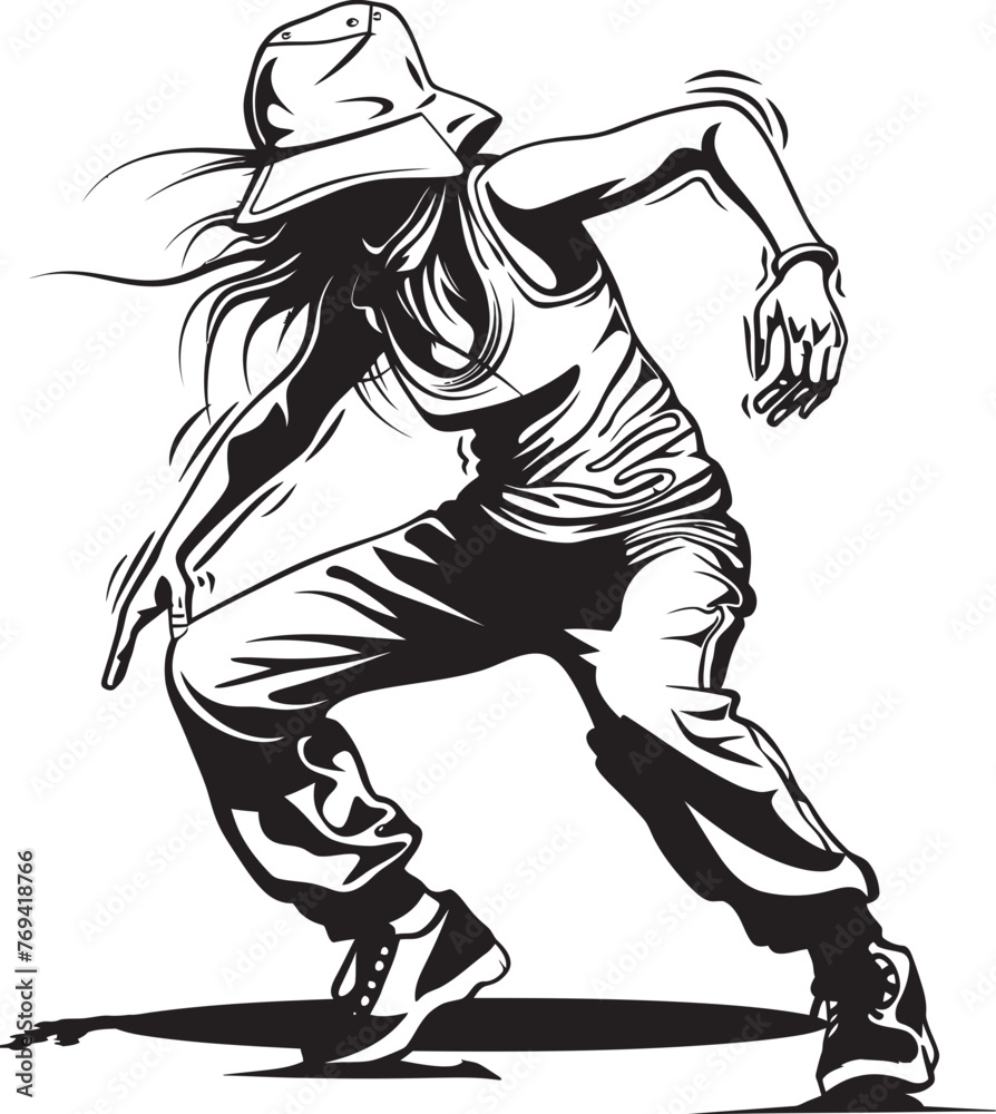 Fototapeta premium Dynamic Modern Dance Sensation Black Emblem Icon Chic Young Street Performer Black Vector Design