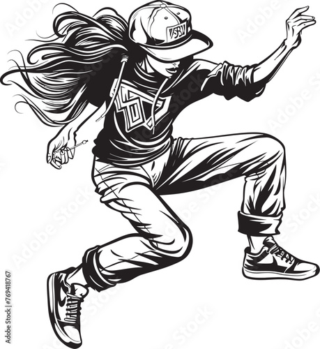 Trendsetting Urban Dance Diva Black Vector Logo Dynamic Modern Dance Sensation Black Emblem Icon