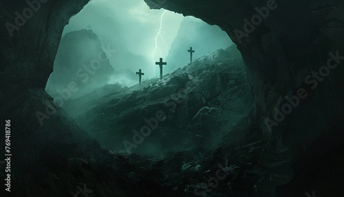 Crosses in the Cave A Halloween Nightmare Generative AI