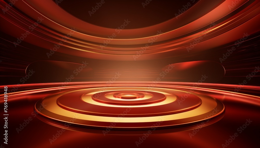 Red golden ceremony award stage venue background.
