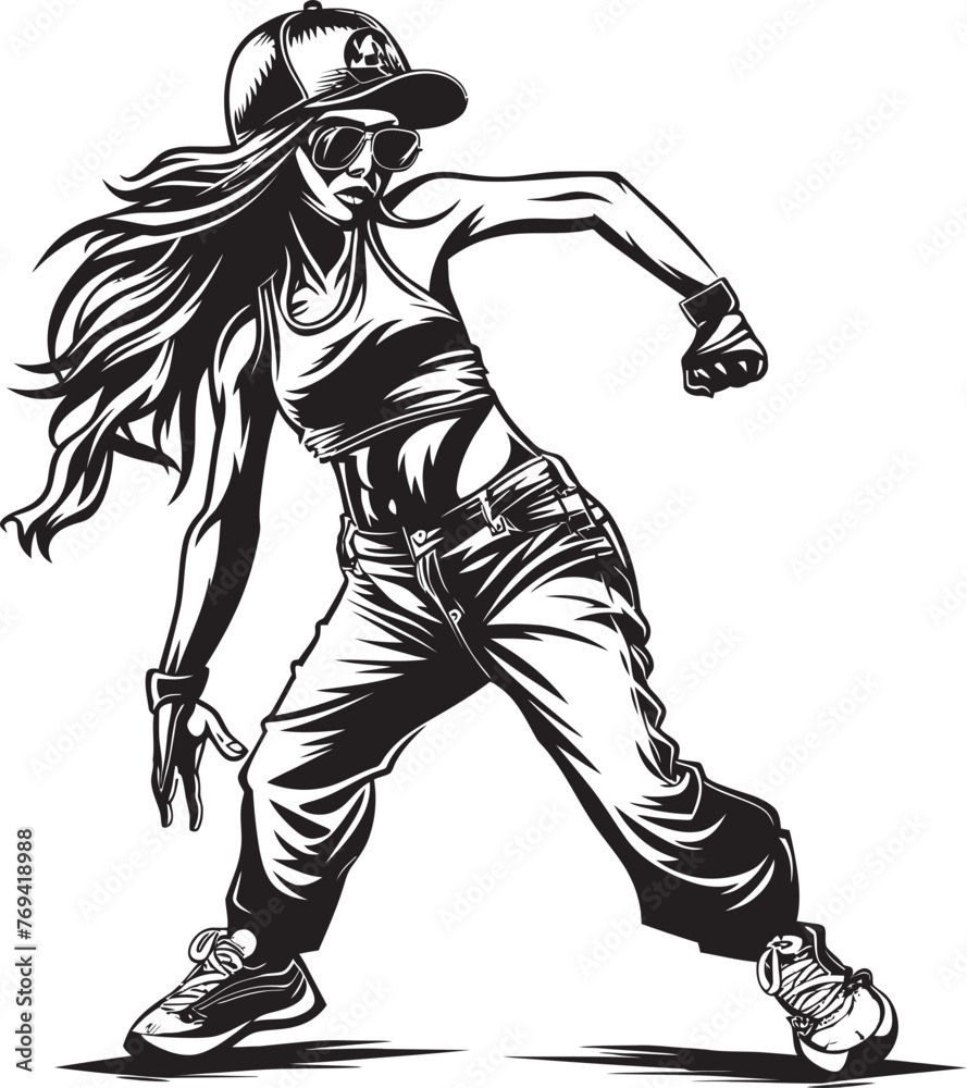 Chic Young Hip Hop Star Black Emblem Design Vibrant Street Dance Prodigy Black Vector Logo Chic Young Hip Hop Star Black Emblem Design Vibrant Street Dance Prodigy Black Vector Logo