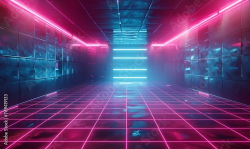 Pink Neon Dance Floor A Glowing Nightclub Experience Generative AI