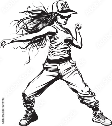 Youthful Modern Street Performer Black Logo Design Contemporary Urban Dance Dynamo Black Vector Icon