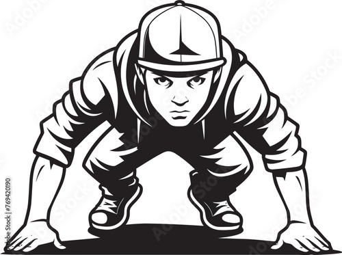 Wallpaper Mural Muscular Young Man Engaged in Push Ups Black Logo Active Male Demonstrating Push Up Exercise Black Vector Torontodigital.ca