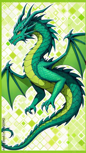 green dragon flying on big wings vertical wallpaper