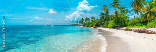 Beautiful tropical beach with blue sky