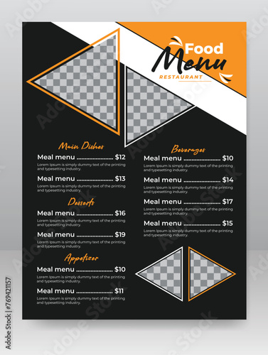 Modern Food menu and restaurant flyer Design template