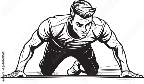 Fit Focus Young Athletes Push Up Focus Black Emblem Logo Power Push Males Push Up Strength Black Vector Emblem