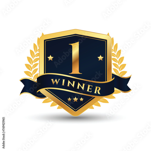 vector First place winner golden label design
