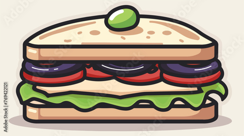 Sandwich with olive on top icon image flat cartoon