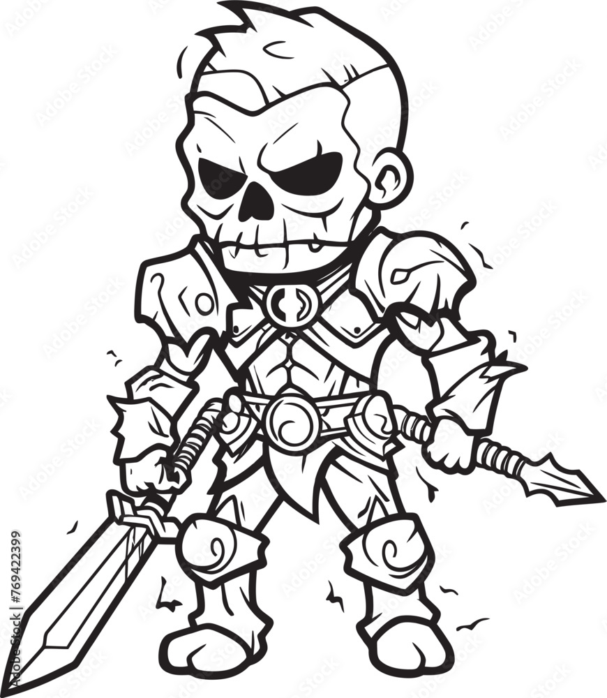 Phantom Guardian Zombie Knight Soldier Black Logo Icon Eerie Crusader Zombie Knight Soldier Black Emblem Design