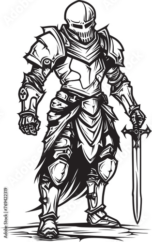 Phantom Warden Zombie Knight Soldier Black Vector Icon Soulless Sentinel Zombie Knight Soldier Black Emblem Design