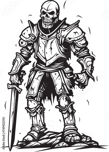 Eternal Guardian Zombie Knight Soldier Black Icon Design Ghastly Sentinel Zombie Knight Soldier Black Vector Emblem