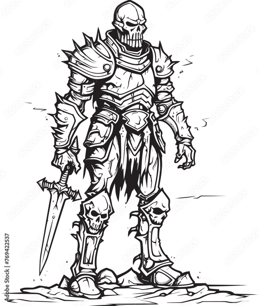 Phantom Paladin Zombie Knight Soldier Black Icon Emblem Necrotic Sentinel Zombie Knight Soldier Black Vector Design