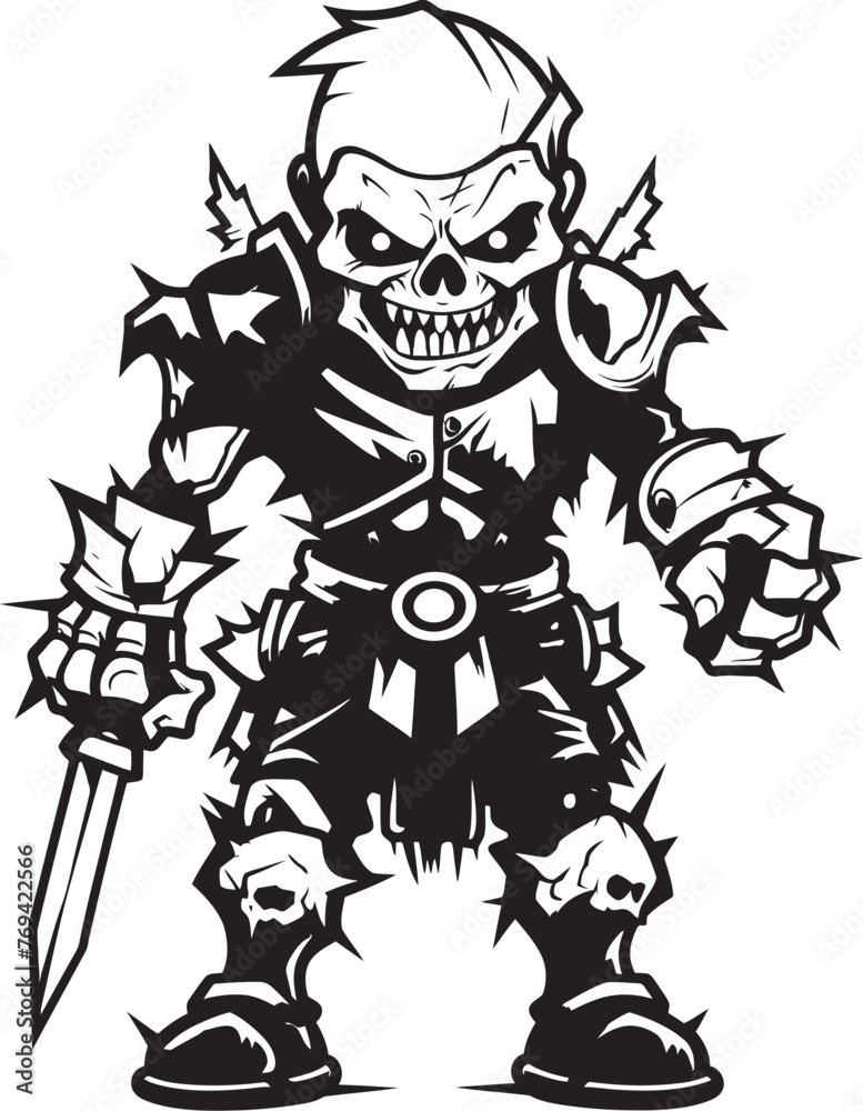 Fototapeta premium Phantom Crusader Zombie Knight Soldier Black Icon Design Eerie Sentinel Zombie Knight Soldier Black Vector Emblem