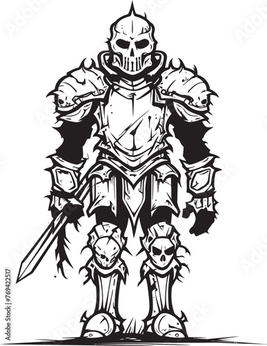 Eternal Sentinel Zombie Knight Soldier Black Vector Design Shadowed Guardian Zombie Knight Soldier Black Emblem Logo