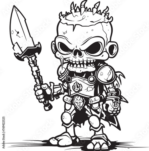 Wraith Warden Zombie Knight Soldier Black Vector Emblem Macabre Guardian Zombie Knight Soldier Black Logo Icon