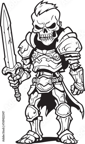 Grim Warden Zombie Knight Soldier Black Emblem Design Haunted Crusader Zombie Knight Soldier Black Icon Emblem