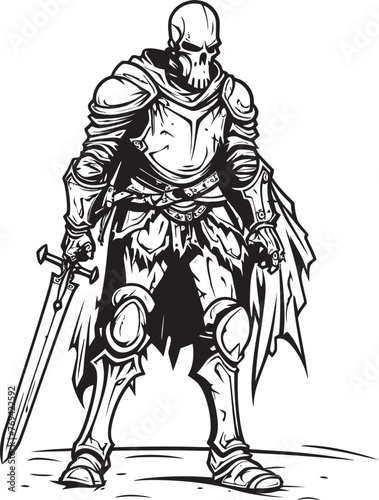 Grim Crusader Zombie Knight Soldier Black Icon Design Haunted Sentinel Zombie Knight Soldier Black Vector Emblem