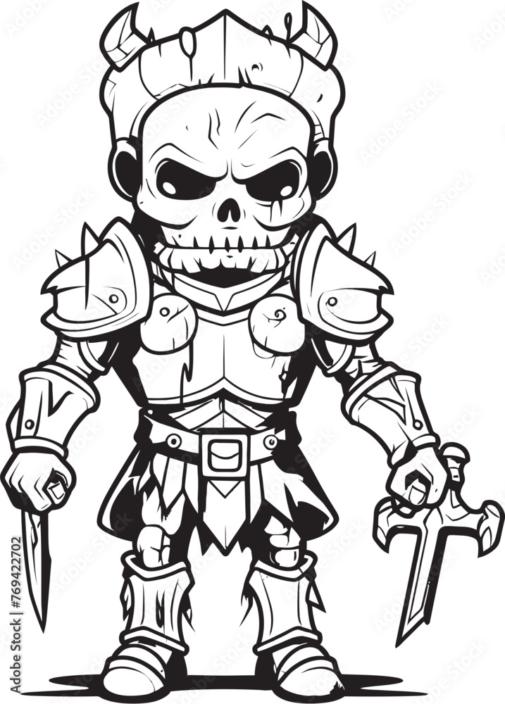 Eerie Enforcer Zombie Knight Soldier Black Vector Icon Shadowed Sentinel Zombie Knight Soldier Black Emblem Logo