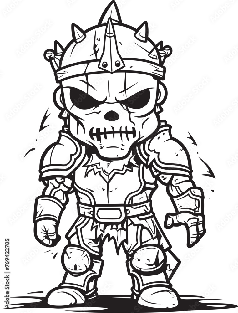 Grim Guardian Zombie Knight Soldier Black Icon Emblem Haunted Crusader Zombie Knight Soldier Black Vector Design