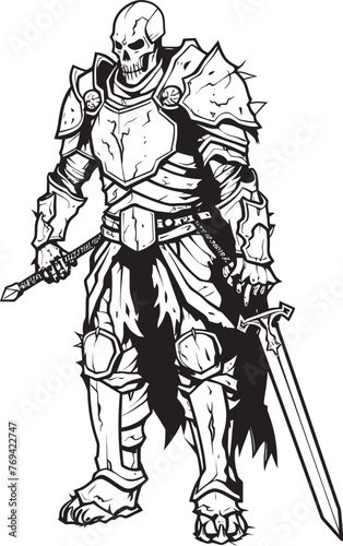 Undying Warden Zombie Knight Soldier Black Vector Design Graveyard Guardian Zombie Knight Soldier Black Emblem Logo